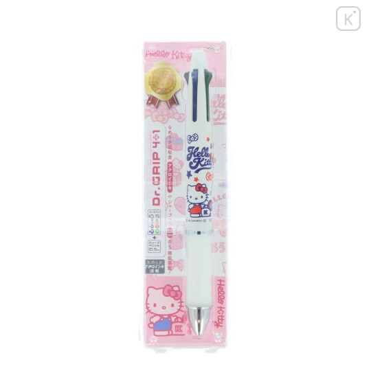 Japan Sanrio Dr. Grip 4+1 Multi Pen & Mechanical Pencil - Hello Kitty : White Red - 1