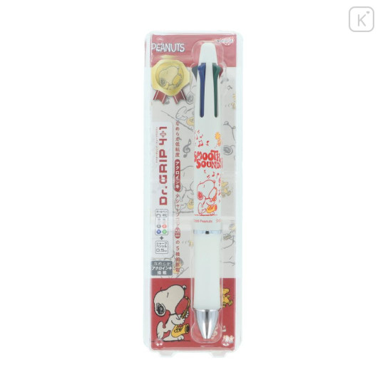 Japan Peanuts Dr. Grip 4+1 Multi Pen & Mechanical Pencil - Snoopy : White Music - 1