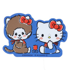 Japan Monchhichi × Sanrio Vinyl Sticker - Hello Kitty & Monchhichi-chan : Bib Blue
