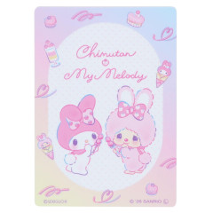 Japan Monchhichi × Sanrio Vinyl Sticker - Chimutan & My Melody : Dessert Pink