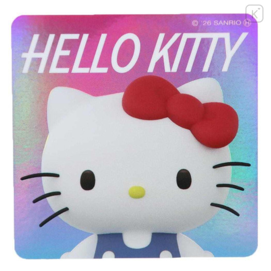 Japan Sanrio Vinyl Sticker - Hello Kitty : 3D Face Aurora Hologram - 1