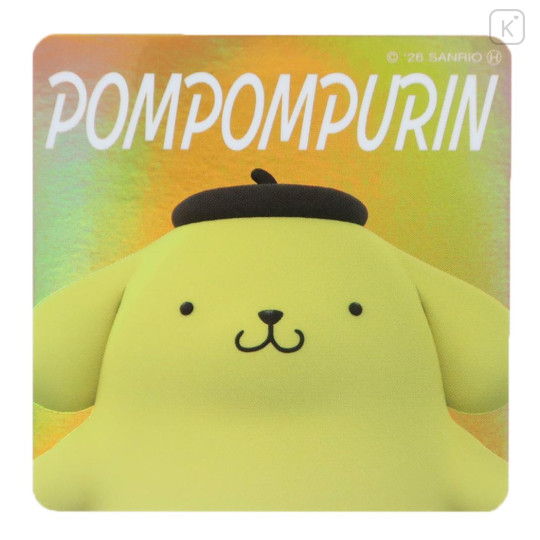 Japan Sanrio Vinyl Sticker - Pompompurin : 3D Face Aurora Hologram - 1