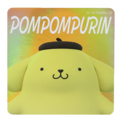 Japan Sanrio Vinyl Sticker - Pompompurin : 3D Face Aurora Hologram