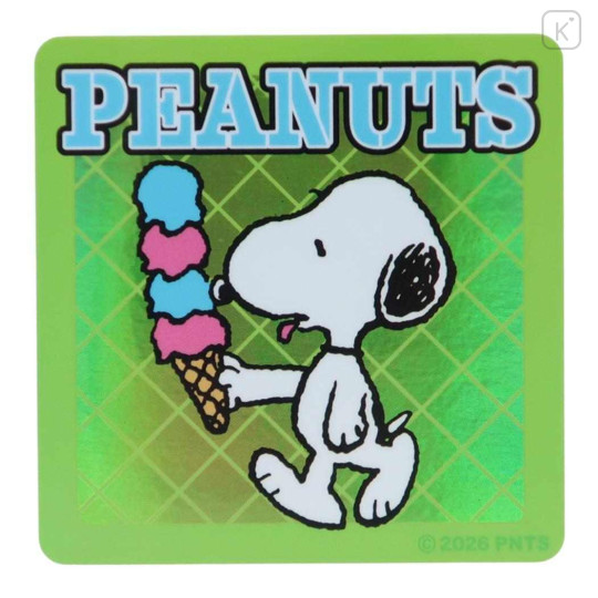 Japan Peanuts Vinyl Sticker - Snoopy : Ice Cream Green Aurora Hologram - 1