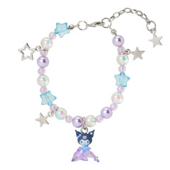 Japan Sanrio Original Beaded Bracelet with Charm - Kuromi : Shiny Dolphin