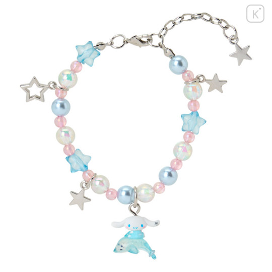 Japan Sanrio Original Beaded Bracelet with Charm - Cinnamoroll : Shiny Dolphin - 1