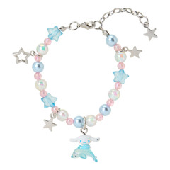 Japan Sanrio Original Beaded Bracelet with Charm - Cinnamoroll : Shiny Dolphin