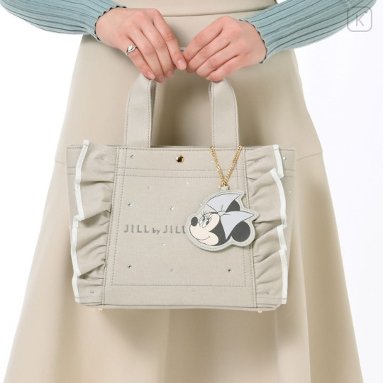 Japan Disney Jill Stuart Tote Bag with Bag Charm - Minnie : Jeweled Frill - 1