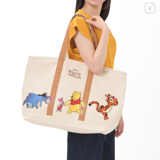 Japan Disney Store Tote Bag (L) - Winnie the Pooh : Walk Applique - 1
