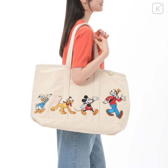 Japan Disney Store Tote Bag (L) - Mickey & Friends : Walk Applique - 1