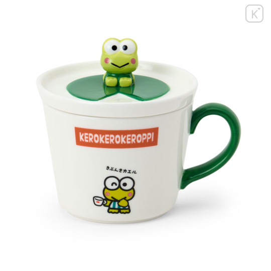 Japan Sanrio Original Mascot Mug with Lid - Keroppi : Everyday Use Keroppi Lotus Leaf - 1