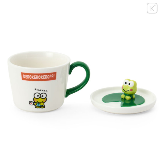 Japan Sanrio Original Mascot Mug with Lid - Keroppi : Everyday Use Keroppi Lotus Leaf - 3