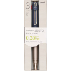 Japan Uni-ball Zento Flow 3 Color Multi Rollerball Pen - 0.38mm Blast Navy