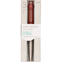 Japan Uni-ball Zento Flow 3 Color Multi Rollerball Pen - 0.5mm Blast Burgundy