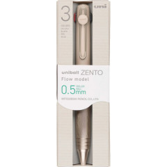 Japan Uni-ball Zento Flow 3 Color Multi Rollerball Pen - 0.5mm Hairline Beige