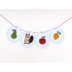 Japan Hamanaka Yarn Embroidery Kit - Garland with Fruits and Squirrels