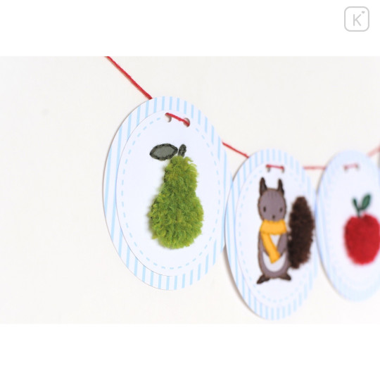 Japan Hamanaka Yarn Embroidery Kit - Garland with Fruits and Squirrels - 2