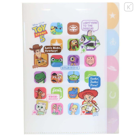 Japan Disney 5 Pockets A4 Clear File - Toy Story 5 Characters White - 1