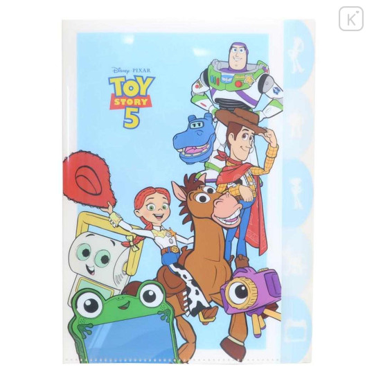 Japan Disney 5 Pockets A4 Clear File - Toy Story 5 Characters Blue Go - 1
