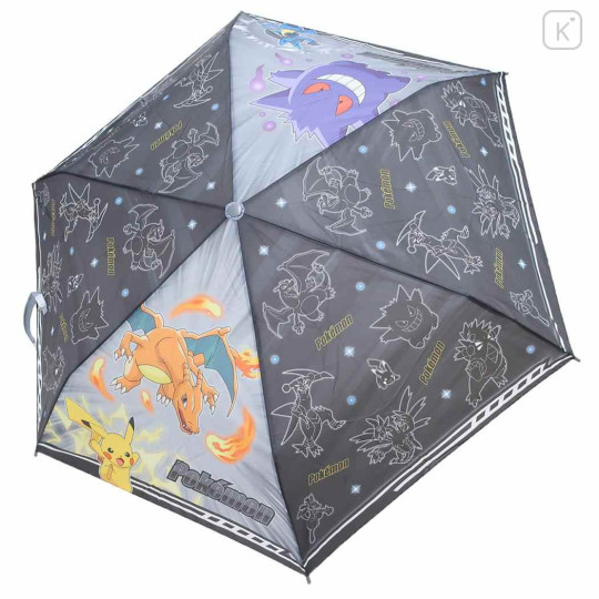 Japan Pokemon Folding Umbrella - Charizard & Gengar & Pikachu & Lucario : Grey Star - 2