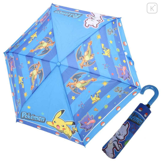 Japan Pokemon Folding Umbrella - Charizard & Gengar & Pikachu & Lucario : Blue Star - 1