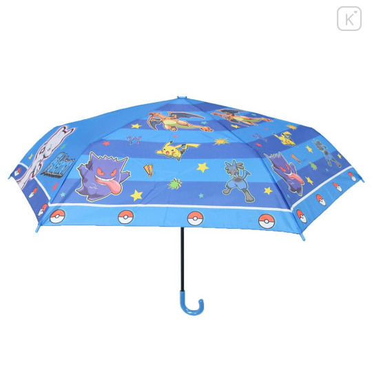 Japan Pokemon Folding Umbrella - Charizard & Gengar & Pikachu & Lucario : Blue Star - 3
