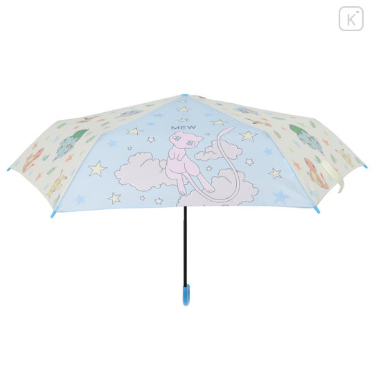 Japan Pokemon Folding Umbrella - Eevee & Mew & Pikachu : Light Blue Star - 3