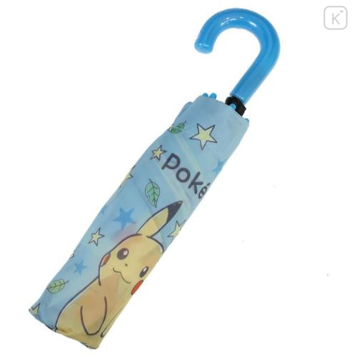 Japan Pokemon Folding Umbrella - Eevee & Mew & Pikachu : Light Blue Star - 6