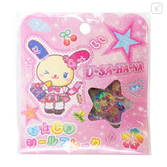 Japan Sanrio Sparkly Marble Sticker Flakes - Usahana : Kogal - 1