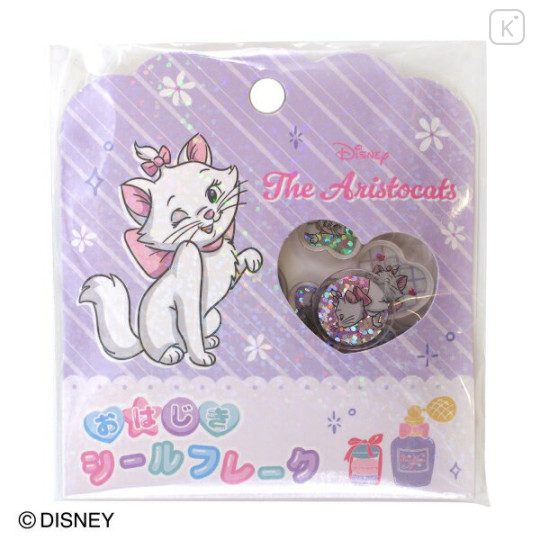 Japan Disney Sparkly Marble Sticker Flakes - Marie - 1