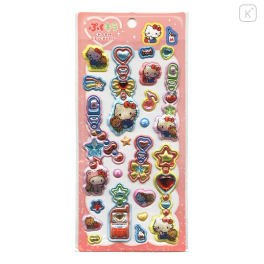 Japan Sanrio Puffy Glitter Charm Sticker - Hello Kitty - 1