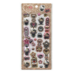Japan Sanrio Puffy Glitter Charm Sticker - Hello Kitty : Black Ribbon