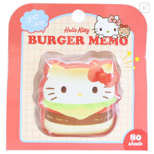 Japan Sanrio Squishy Memo Pad - Hello Kitty : Burger - 1