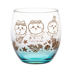Japan Chiikawa Swinging Glass Tumbler - Chiikawa & Hachiware & Usagi : Chiikawa Movie The Secret of Mermaid Island Cocoon Blue