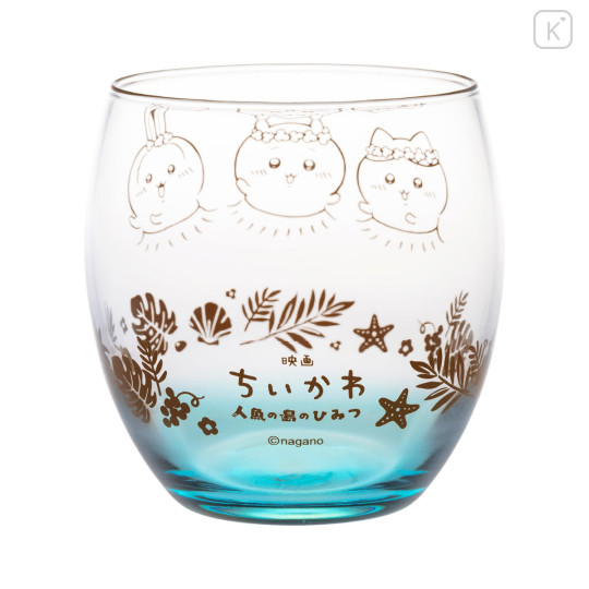 Japan Chiikawa Swinging Glass Tumbler - Chiikawa & Hachiware & Usagi : Chiikawa Movie The Secret of Mermaid Island Cocoon Blue - 5