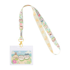 Japan Chiikawa Pass Case Card Holder with Neck Strap - Hachiware & Usagi : Chiikawa Movie The Secret of Mermaid Island Tropical