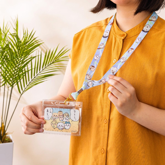 Japan Chiikawa Pass Case Card Holder with Neck Strap - Chiikawa : Chiikawa Movie The Secret of Mermaid Island Everyone - 2