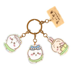 Japan Chiikawa Triple Acrylic Charm Keychain - Chiikawa & Hachiware & Usagi : Chiikawa Movie The Secret of Mermaid Island