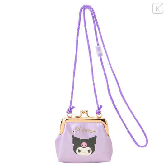 Japan Sanrio Original Kids Coin Purse with Rope - Kuromi - 1