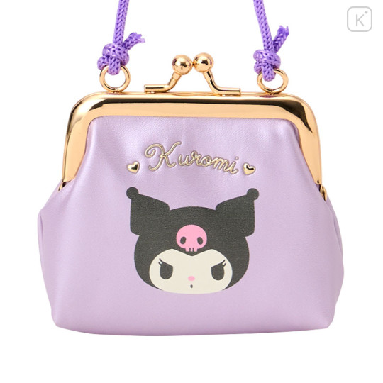 Japan Sanrio Original Kids Coin Purse with Rope - Kuromi - 2