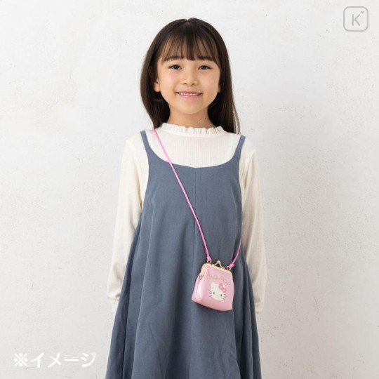 Japan Sanrio Original Kids Coin Purse with Rope - Kuromi - 5