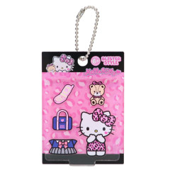 Japan Sanrio Blister Acrylic Keychain - Hello Kitty & Tiny Chum : Blistaz Pack Gal Art Big Ribbon Leopard