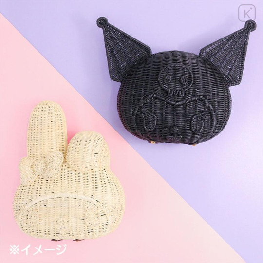 Japan Sanrio Rattan Bag - Kuromi - 4