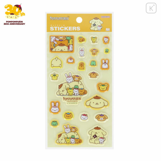 Japan Sanrio Puffy Sticker - Pompompurin : 30th Anniversary Orange - 1