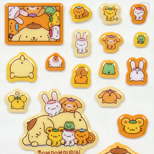 Japan Sanrio Puffy Sticker - Pompompurin : 30th Anniversary Orange - 3