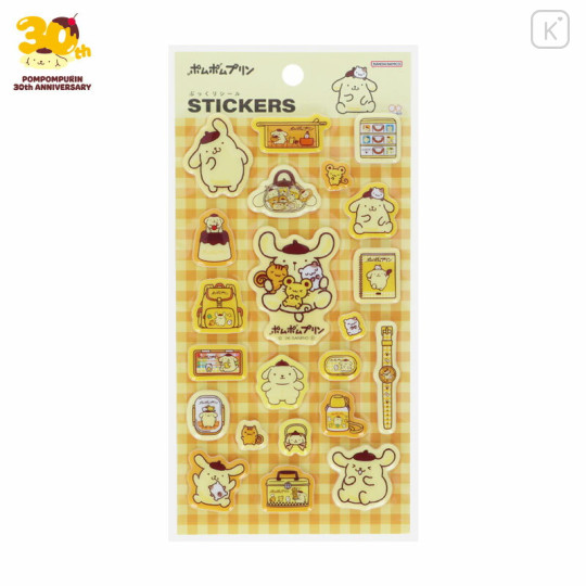 Japan Sanrio Puffy Sticker - Pompompurin : 30th Anniversary Yellow - 1