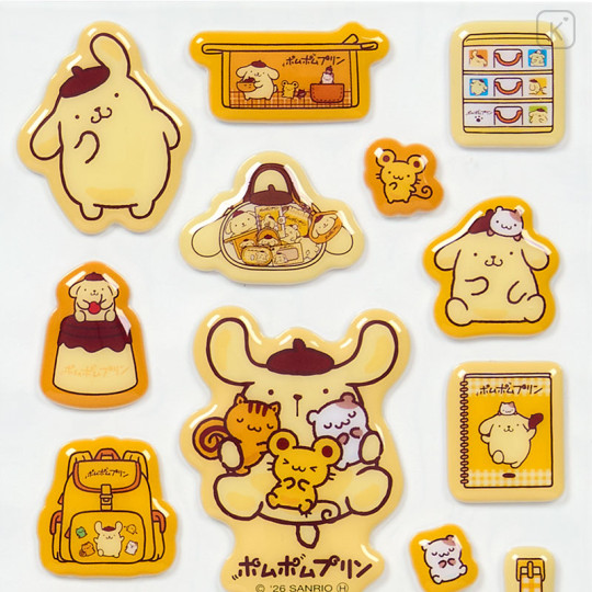 Japan Sanrio Puffy Sticker - Pompompurin : 30th Anniversary Yellow - 3