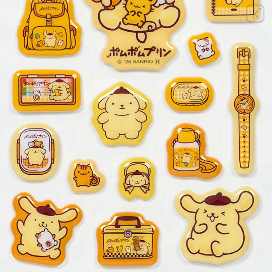 Japan Sanrio Puffy Sticker - Pompompurin : 30th Anniversary Yellow - 4