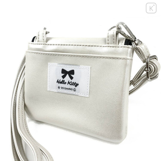 Japan Sanrio Mini Pouch with Shoulder Strap - Hello Kitty : Monotone Ribbon - 2