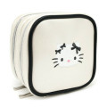 Japan Sanrio Square Pouch - Hello Kitty : Monotone Ribbon Ivory - 1